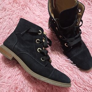 Tommy Hilfiger Judsen Navy Blue Suede Lace-Up Boots Women's Size 10M